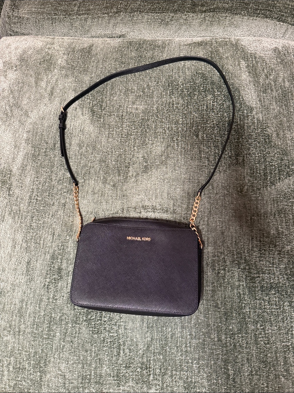 Michael Kors Navy Saffiano Leather Crossbody Bag with Gold Hardware